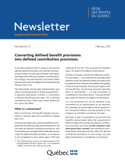 Newsletter 27 - Retraite Qu&eacute;bec