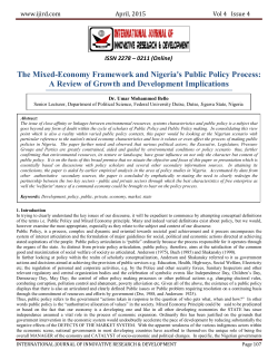 The Mixed-Economy Framework and Nigeria`s Public Policy Process