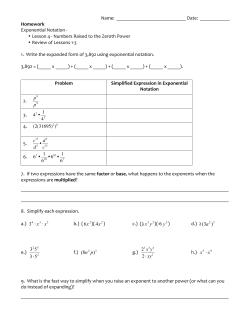 Name: Date: ______ Homework Exponential Notation -