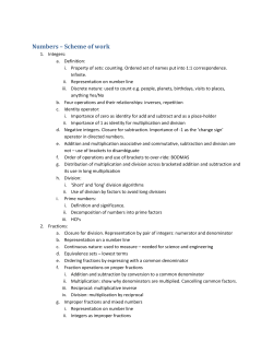 Numbers &ndash; Scheme of work
