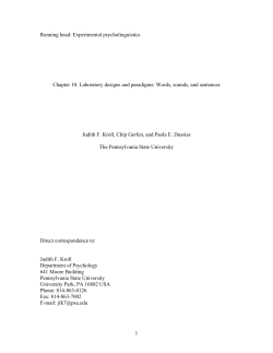 Laboratory designs and paradigms in psycholinguistics.