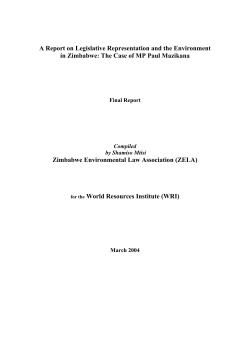 A Report on Legislative Representation and the Environment in