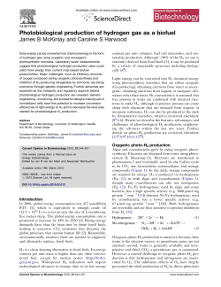 Photobiological production of hydrogen gas as a biofuel