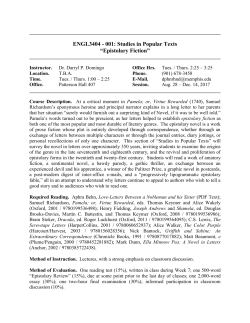 ENGL3404 - 001: Studies in Popular Texts &ldquo;Epistolary Fiction&rdquo;