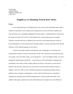 English as a Colonizing Tool in East Africa