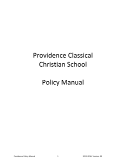 Providence Classical Christian School Policy Manual