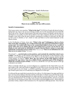 ACIM Edmonton - Sarah`s Reflections