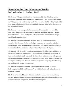 Budget Speech – Minister David Patterson