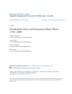 Presidential Vetoes and American Indian Affairs, 1789&acirc;&bull;ﬁ2000