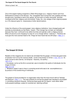 The Impact Of The Social Gospel On The Church