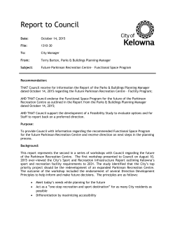 Future Parkinson Recreation Centre &ndash; Functional Space Program