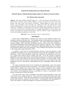 Needs Assessment of Student Interests in Rural Social Work Practice