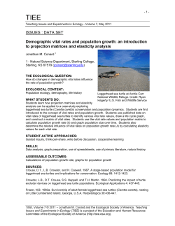 ISSUES : DATA SET Demographic vital rates and population