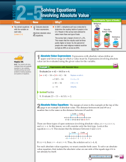 Solving Equations Involving Absolute Value
