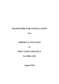 FRAMEWORK FOR CONSULTATION on a FOREIGN LANGUAGES