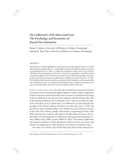On California`s 1920 Alien Land Law