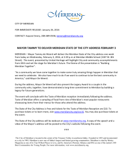 MAYOR TAMMY TO DELIVER MERIDIAN STATE OF THE CITY