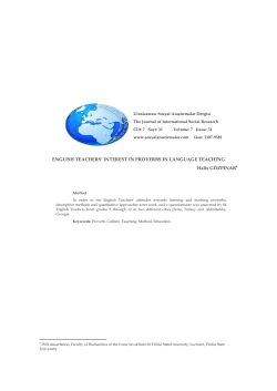 ENGLISH TEACHERS` INTEREST IN PROVERBS IN LANGUAGE