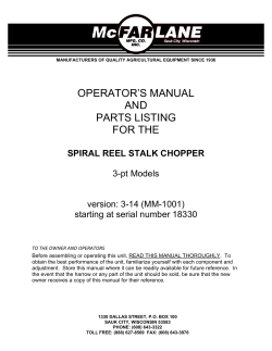 OPERATOR`S MANUAL AND PARTS LISTING FOR THE