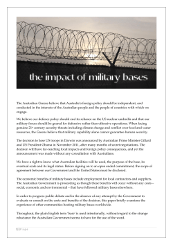 The Australian Greens believe that Australia`s foreign