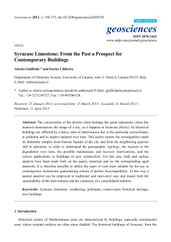 Syracuse Limestone: From the Past a Prospect for Contemporary