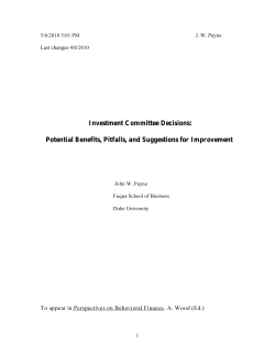 Investment Committee Decisions - Society of Quantitative Analysts