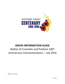 Media information guide - Battles of Fromelles and Pozieres 100th