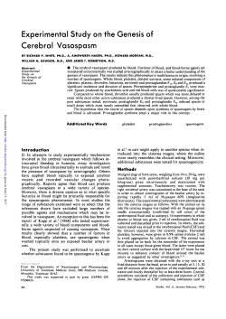 Experimental Study on the Genesis of Cerebral Vasospasm