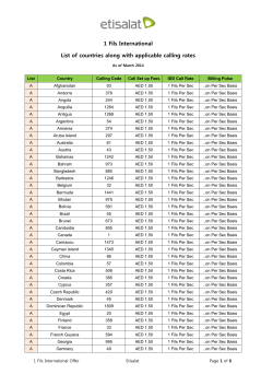 1 Fils International List of countries along with applicable calling rates