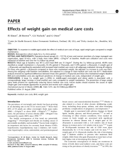 PAPER Effects of weight gain on medical care costs