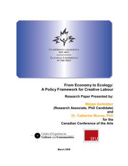 From Economy to Ecology - Canadian Conference of the Arts