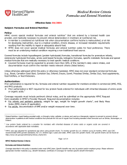 Medical Review Criteria Formulas and Enteral Nutrition