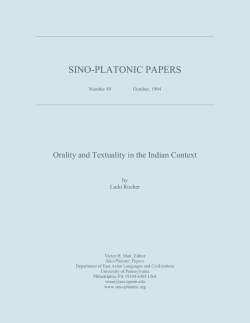 Orality and Textuality in the Indian Context - Sino
