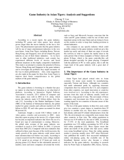 Game Industry in Asian Tigers: Analysis and Suggestions