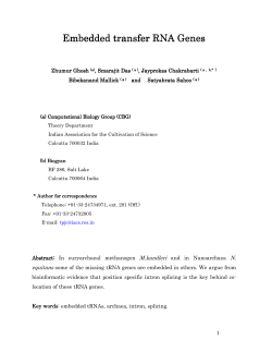 Embedded transfer Embedded transfer RNA Genes
