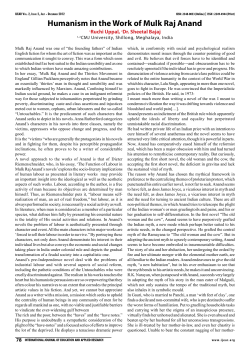 Humanism in the Work of Mulk Raj Anand