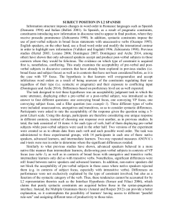 Subject Position in L2 Spanish