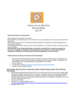 Harding University High School Scholarship Bulletin April, 2017