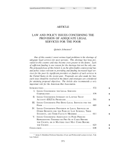 Law and Policy Issues Concerning the Provision of Adequate Legal