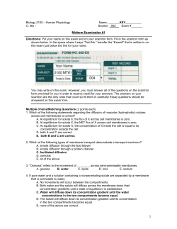 Biology 2100 – Human Physiology