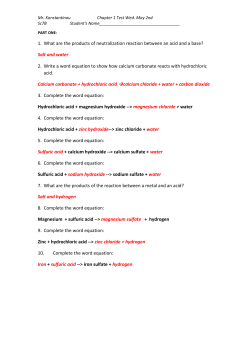 1. What are the products of neutralization reaction between an acid