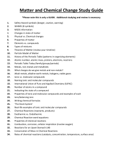 Matter and Chemical Change Study Guide