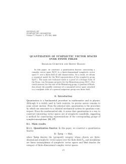 Quantization of Symplectic Vector Spaces over Finite