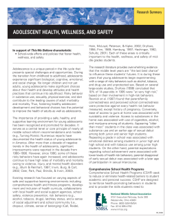 NMSA Research Summary - Adolescent Health, Wellness, and