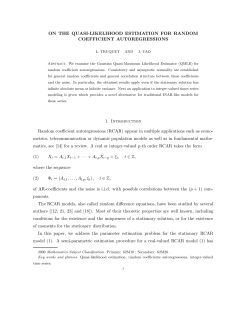 ON THE QUASI-LIKELIHOOD ESTIMATION FOR RANDOM