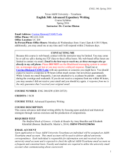English 340: Advanced Expository Writing