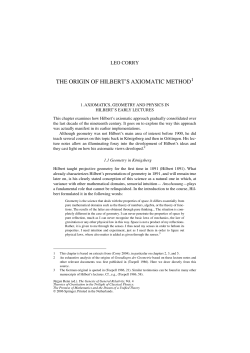 THE ORIGIN OF HILBERT`S AXIOMATIC METHOD