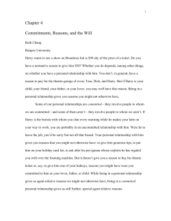 Chapter 4 Commitments, Reasons, and the Will