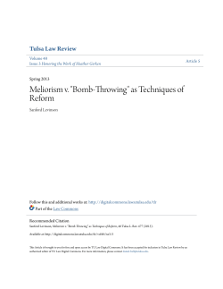 Meliorism v. "Bomb-Throwing" as Techniques of Reform