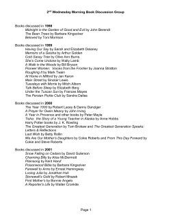 Complete Book Club Lists 1998 to 2017